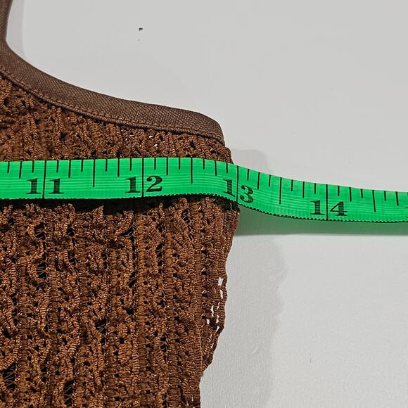 Pretty Little Thing Tall Chocolate Textured Strappy Crop Top Y2K NWT33 - Picture 6 of 8